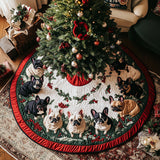 Gioia di Natale del Frenchie Copri Base per Albero di Natale Trapuntato