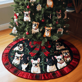 Natale del Frenchie Copri Base per Albero di Natale Trapuntato