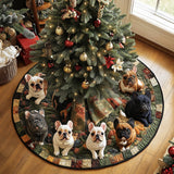 Spirito delle Feste del Frenchie Copri Base per Albero di Natale Trapuntato