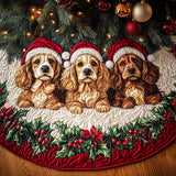 Spaniel Amichevole Copri Base per Albero di Natale Trapuntato