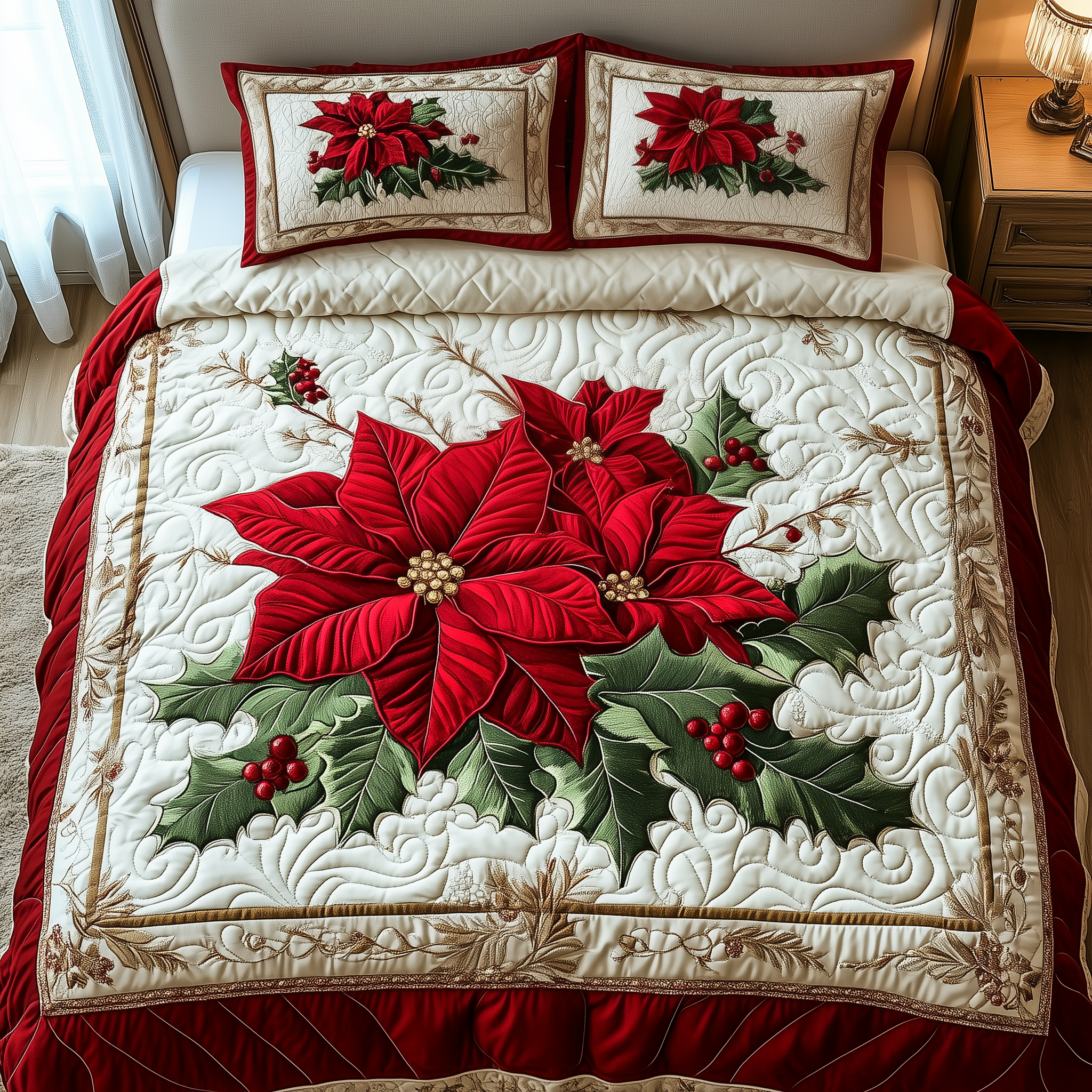 Set di Biancheria da Letto Trapuntata 3 Pezzi Natale