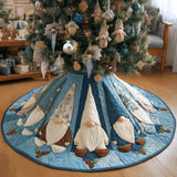 Gnomi della Foresta Innevata Copri Base per Albero di Natale Trapuntato