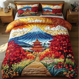 Set di Biancheria da Letto Trapuntata 3 Pezzi Foschia di Fuji dell'Autunno