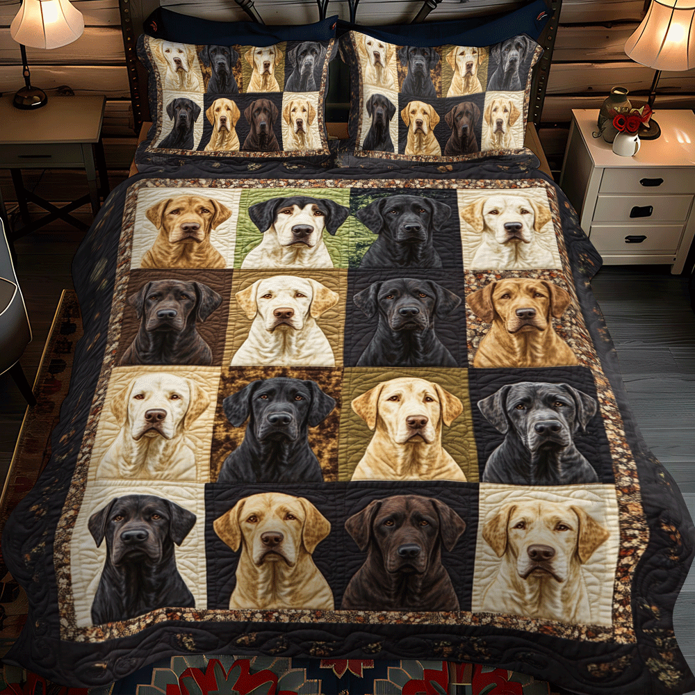 Set di Biancheria da Letto Trapuntata 3 Pezzi Labrador Peloso dell'Amico