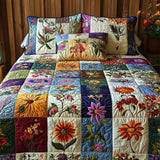 Set di Biancheria da Letto Trapuntata 3 Pezzi Patchwork del Giardino del Bagliore