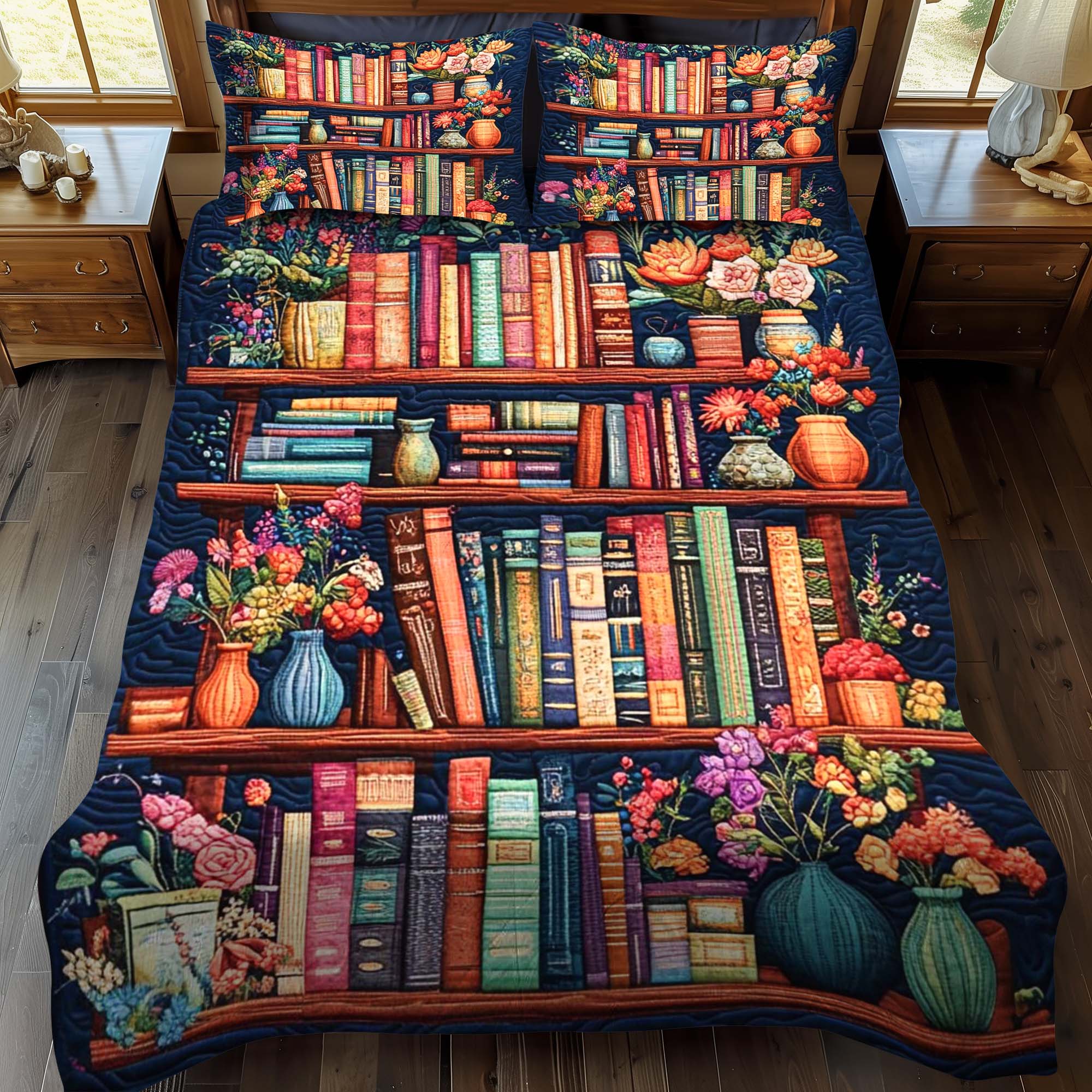 Set di Biancheria da Letto Trapuntata 3 Pezzi Giardino del Sapere