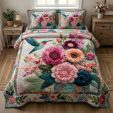 Set di Biancheria da Letto Trapuntata 3 Pezzi Sussurro del Giardino