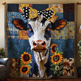 Mucca Gentile tra i Girasoli Coperta Trapuntata