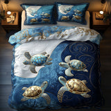 Set di Biancheria da Letto Trapuntata 3 Pezzi Onde Gentili della Tartaruga
