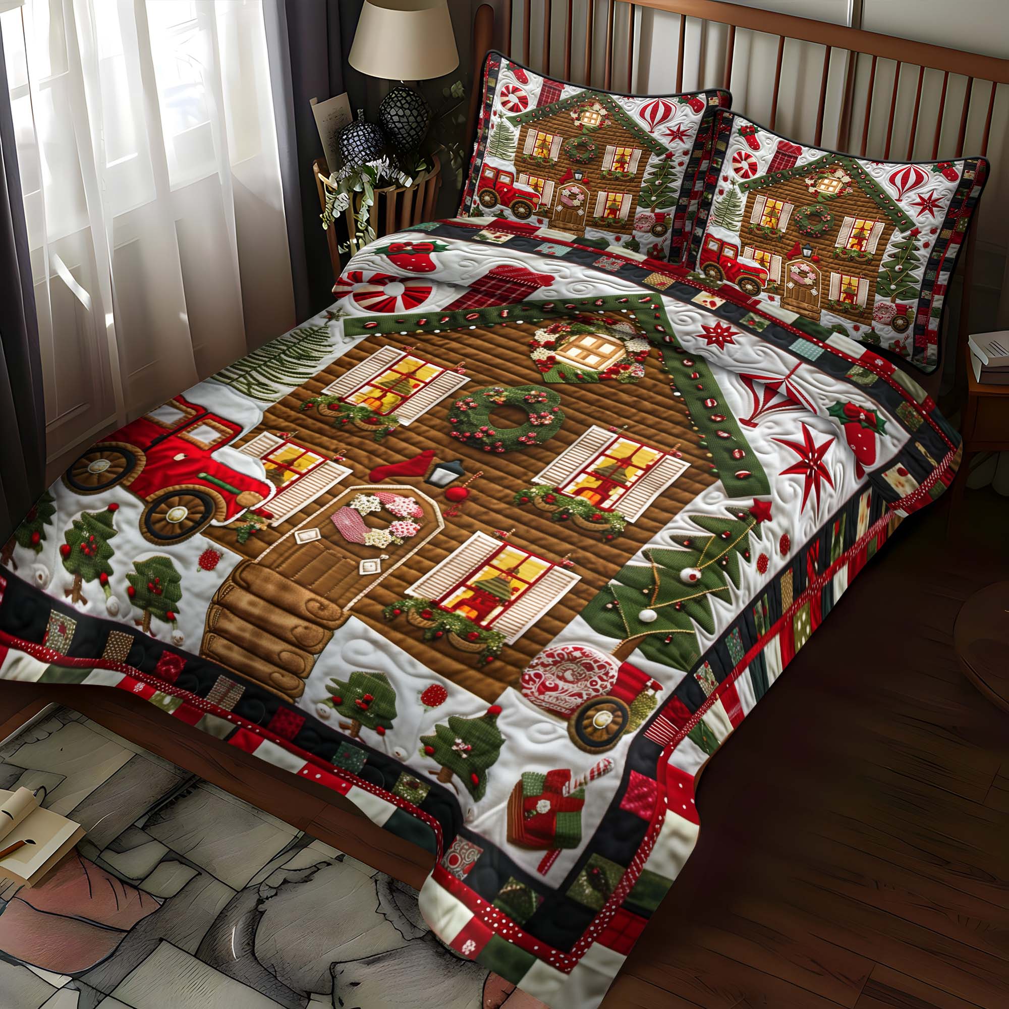 Set di Biancheria da Letto Trapuntata 3 Pezzi Casa del Pan di Zenzero