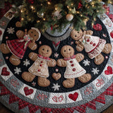 Famiglia di Pan di Zenzero Copri Base per Albero di Natale Trapuntato