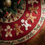 Omino di Pan di Zenzero alle Bacche Copri Base per Albero di Natale Trapuntato