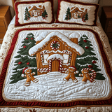 Gingerbread Village 3-Piece Quilted Bedding Set NCU0TH2226