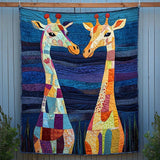 Duo di Giraffe al Crepuscolo Coperta Trapuntata