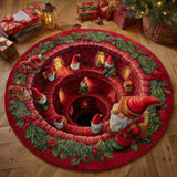 Natale sulle Scale degli Gnomi Tappeto Rotondo