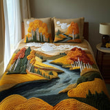 Set di Biancheria da Letto Trapuntata 3 Pezzi Dorato Birch