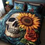 Set di Biancheria da Letto Trapuntata 3 Pezzi Dorato Fioritura