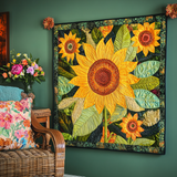 Fioritura Dorata Quilt Artistico da Parete