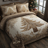 Set di Biancheria da Letto Trapuntata 3 Pezzi Dorato Boughs