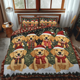 Set di Biancheria da Letto Trapuntata 3 Pezzi Natale Dorato