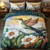 Set di Biancheria da Letto Trapuntata 3 Pezzi Colibrì Dorato dell'Alba