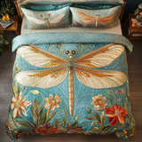 Set di Biancheria da Letto Trapuntata 3 Pezzi Libellula Dorata
