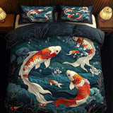 Set di Biancheria da Letto Trapuntata 3 Pezzi Flusso Dorato