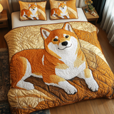 Set di Biancheria da Letto Trapuntata 3 Pezzi Dorato Fur