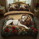 Set di Biancheria da Letto Trapuntata 3 Pezzi Leone Dorato