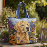 Fioritura del Golden Retriever Borsa Tote Trapuntata