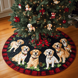 Allegria del Golden Retriever Copri Base per Albero di Natale Trapuntato