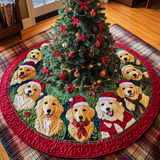 Gioia Natalizia del Golden Retriever Copri Base per Albero di Natale Trapuntato