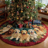 Delizia del Golden Retriever Copri Base per Albero di Natale Trapuntato