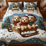 Set di Biancheria da Letto Trapuntata 3 Pezzi Magia Dorata del Retriever