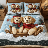 Set di Biancheria da Letto Trapuntata 3 Pezzi Retriever Dorato di Xmas