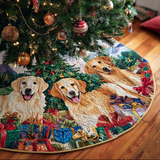 Gioia dei Golden Retriever Copri Base per Albero di Natale Trapuntato