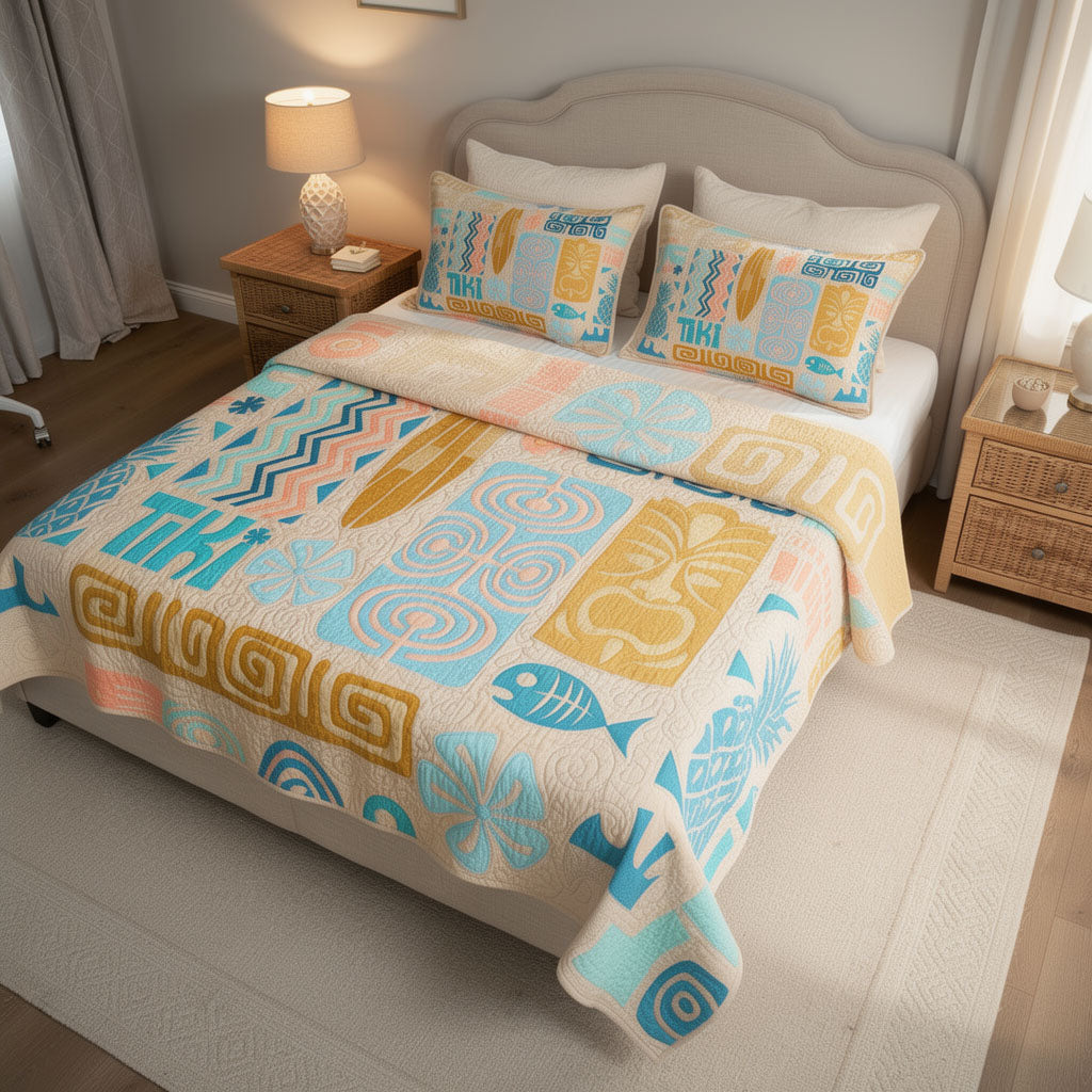 Set di Biancheria da Letto Trapuntata 3 Pezzi Rifugio Dorato della Sabbia