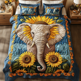 Set di Biancheria da Letto Trapuntata 3 Pezzi Elefante Dorato del Girasole