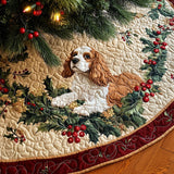 Spaniel Aggraziato Copri Base per Albero di Natale Trapuntato