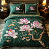Set di Biancheria da Letto Trapuntata 3 Pezzi Bellezza Verde della Magnolia