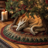 Bagliore del Drago Guardiano Copri Base per Albero di Natale Trapuntato