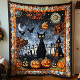 Gatto Nero di Halloween Coperta Trapuntata
