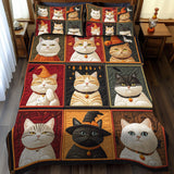 Set di Biancheria da Letto Trapuntata 3 Pezzi Magia di Halloween del Gatto