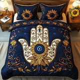 Set di Biancheria da Letto Trapuntata 3 Pezzi Scudo di Hamsa