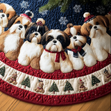 Shih Tzu Felice Copri Base per Albero di Natale Trapuntato