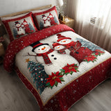 Set di Biancheria da Letto Trapuntata 3 Pezzi Famiglia Felice del Pupazzo di Neve