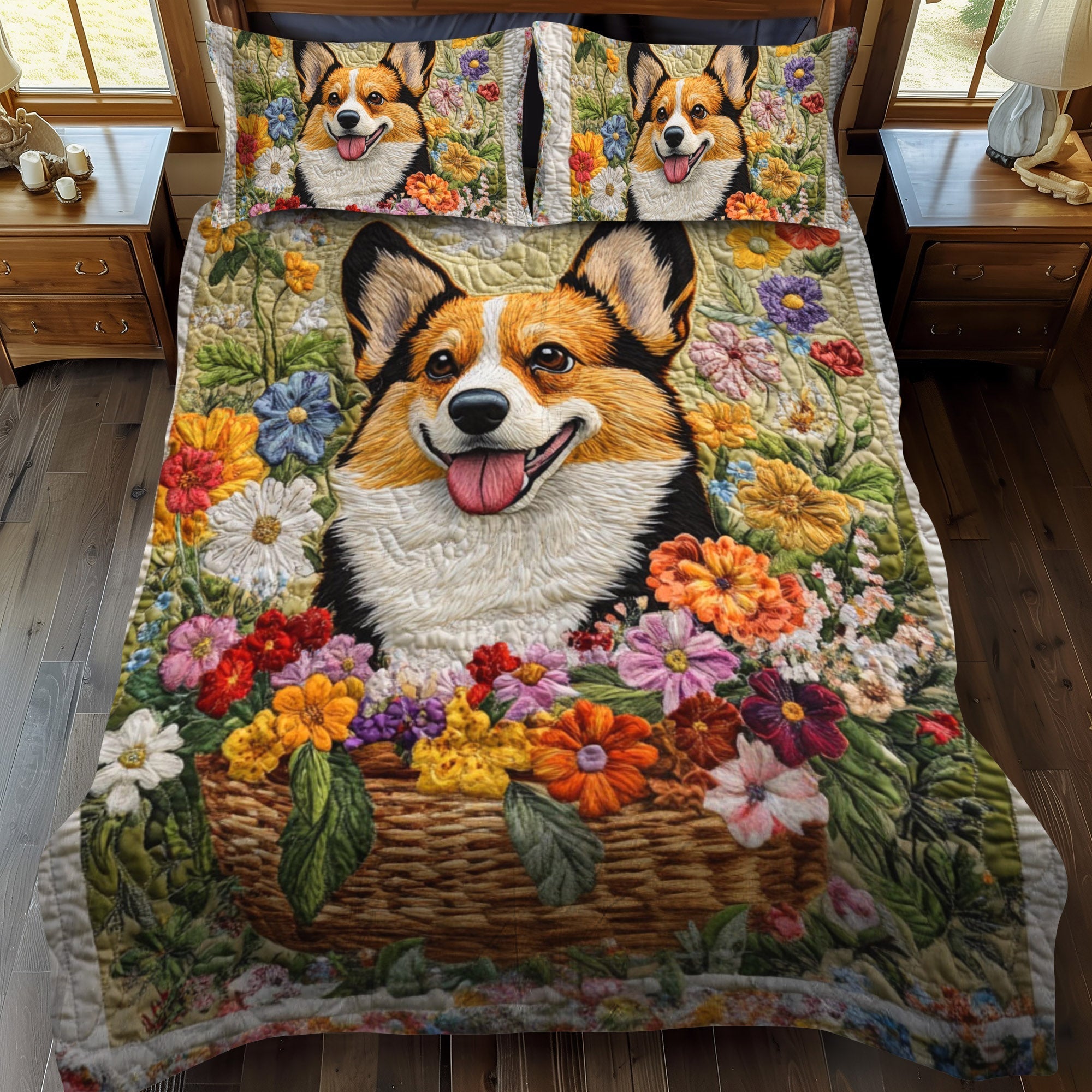 Set di Biancheria da Letto Trapuntata 3 Pezzi Code Felici