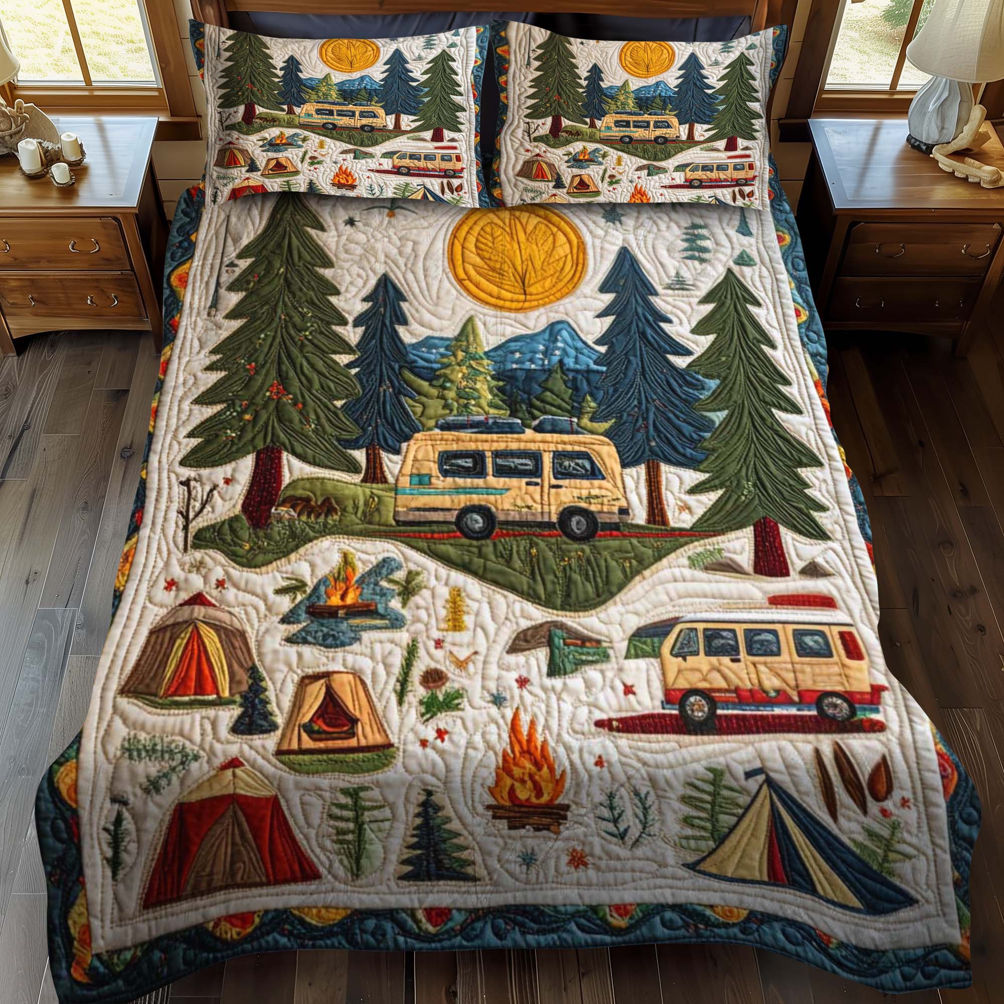 Set di Biancheria da Letto Trapuntata 3 Pezzi Sentieri Felici