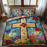 Set di Biancheria da Letto Trapuntata 3 Pezzi Croce Celestiale