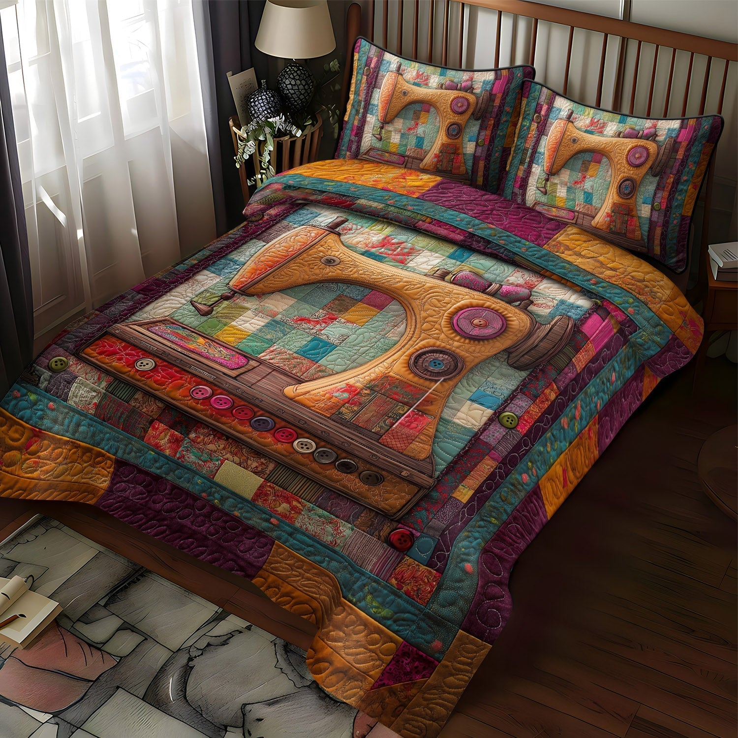 Set di Biancheria da Letto Trapuntata 3 Pezzi Cimelio di Stitches